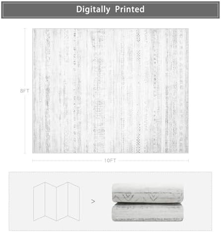 8x10 Washable Area Rugs for Living Room,Bedroom,Dining Room- Morocco Gray - Image 2