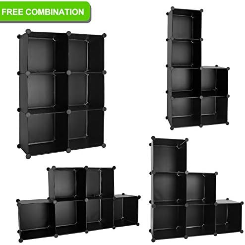Cube Storage Organizer, 6-Cube DIY Plastic Closet Cabinet Modular Bookcase, Storage Shelves for Bedroom Living Room, Office, Black - Image 4