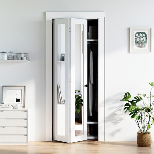 Bifold Doors 30 x 80, Bifold Mirror Closet Doors with Hardware Kit by COSHOMER