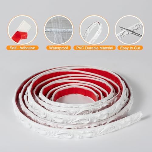 0.8" x16.4FT White Peel and Stick Crown Molding Trim - Flexible PVC Molding for Mirror Frames, Wall Decor & Furniture Accents - Image 3