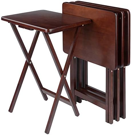 Winsome Alex Set of 4 Foldable Snack Tables, Walnut, 26" by Winsome