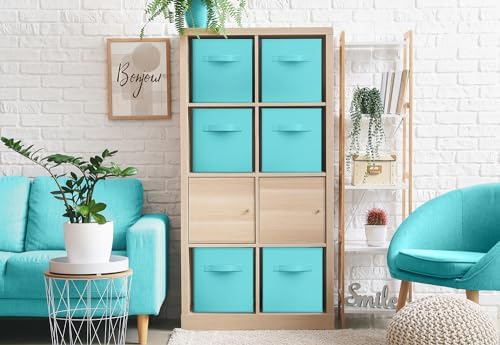 Sorbus Fabric Storage Cubes, 6-Pack Foldable Bins (13 Inch, Aqua) - Image 4