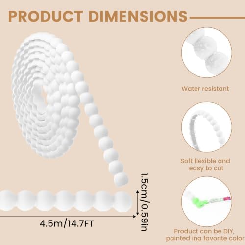 Flexible Molding Trim Peel and Stick,14.7FT Wall Molding Trim Peel and Stick Roll Flexible DIY Decorative for Bathroom Mirror Frame Border Backsplash Ceiling Cabinet TV Wall Edge(14.7ft /15 mm White) - Image 3