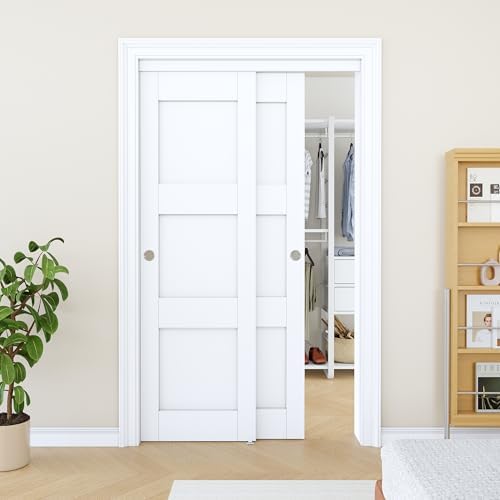 Sliding Closet Door 48"x80", 3 Panel Interior Closet Door, Need to Assemble by AINLARRY