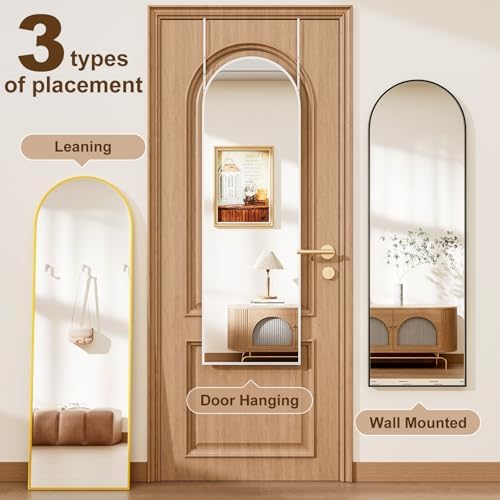 Rowjut Full Length Door Mirror, Wall Mounted Wall Mirrors, 50"X16" Arched Behind Door/Full Length Mirror for Use in Living Rooms, Rooms, Bedrooms, Cloakrooms, etc. (Black) - Image 6