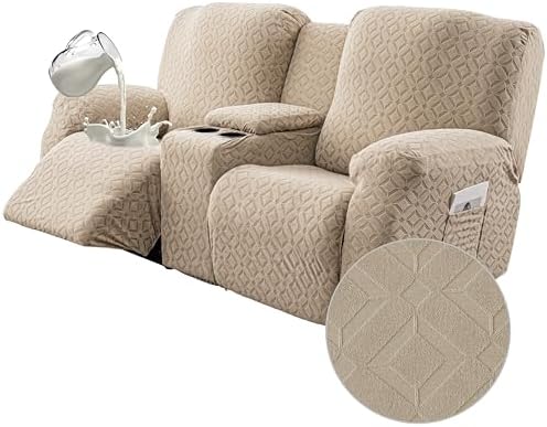 Genina Waterproof Recliner Loveseat Cover,2 Seat with Console,Khaki by Genina