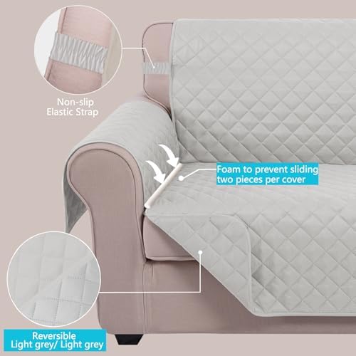 U-NICE HOME Reversible Sofa Cover Couch Cover for Dogs, Light Grey - Image 3