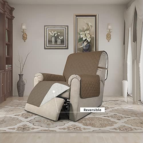 Easy-Going Recliner Chair Slipcover Reversible Sofa Cover Water Resistant Couch Cover Furniture Protector with Elastic Straps for Pets Dog (Recliner 22 inch, Camel/Ivory) - Image 2