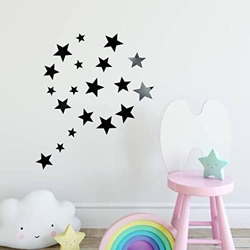 40Pcs Black Stars Acrylic Mirror Wall Stickers with Adhesive Art Decal Satin Paper Baby Kids Bedroom Home DIY Decor Removable Stickers (Black Stars) by Unknown