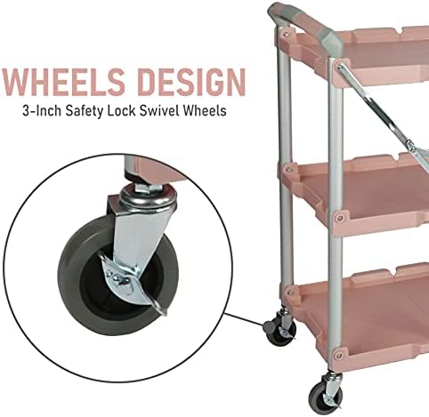 Olympia Tools 89-350 Pack-N-Roll Folding Collapsible Service Cart, 150LB Capacity, Rose - Image 6