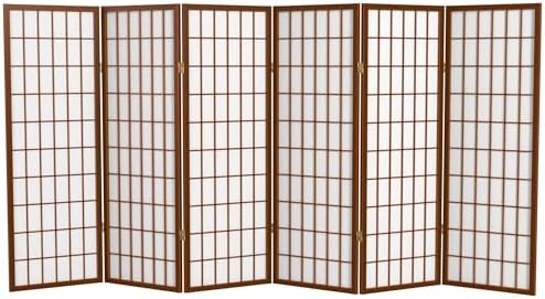 4 ft. Short Window Pane Shoji Screen - Walnut - 6 Panels by RedLantern