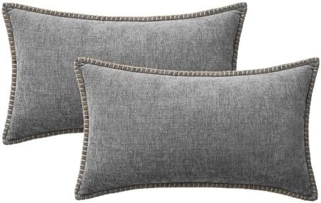 MIULEE Decorative Lumbar Throw Pillow Covers 12x20 Inch Dark Gray 2 Pack - Image 6