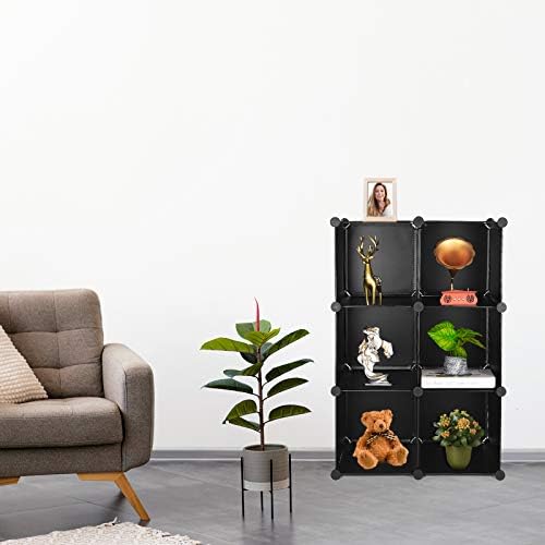 Cube Storage Organizer, 6-Cube DIY Plastic Closet Cabinet Modular Bookcase, Storage Shelves for Bedroom Living Room, Office, Black - Image 2