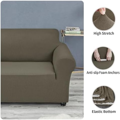 Joccun Stretch Chair Couch Cover,1-Piece Sofa Slipcover Spandex Sofa Covers with Elastic Bottom,Washable Furniture Protector for Dogs, Cats, Kids (Armchair,Fossil) - Image 4