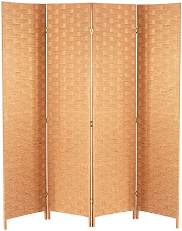 FDW 4-Panel Folding Room Divider | 6ft, Natural | Light & Portable by FDW