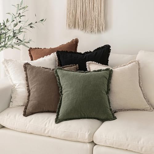 MIULEE Linen Decorative Fall Euro Throw Pillow Covers Cocoa Brown 28x28 - Image 6