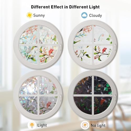Kromapolis Window Privacy Film Floral Decorative Stickers, 45.2" x 157.4" - Image 6