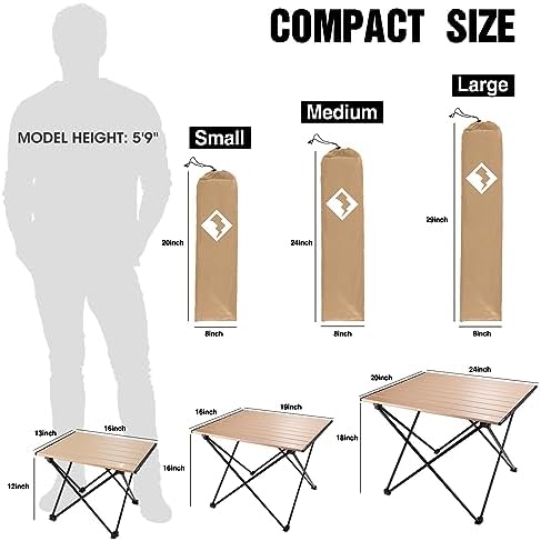 VILLEY Portable Camping Side Table, Ultralight Aluminum Folding Beach Table - Image 3