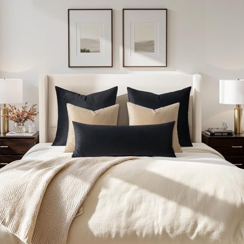 MIULEE 28x28 Inch Pack of 2 Euro Velvet Throw Pillow Covers Black - Image 3