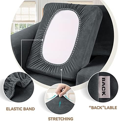WEERRW 4 Pieces Couch Cover for Sofa Velvet Sofa Covers Washable, Dark Grey - Image 3