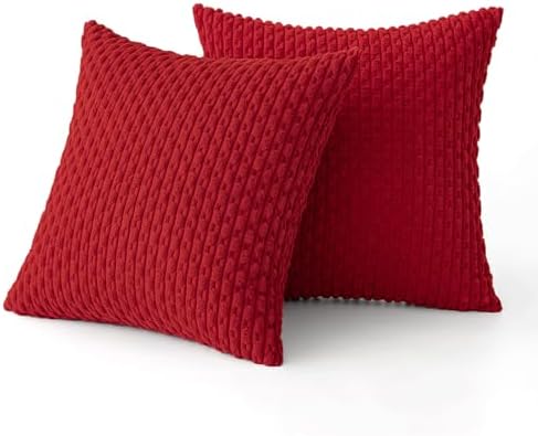 MIULEE Decorative Throw Pillow Covers 18x18 Red Textured Corduroy - Image 6