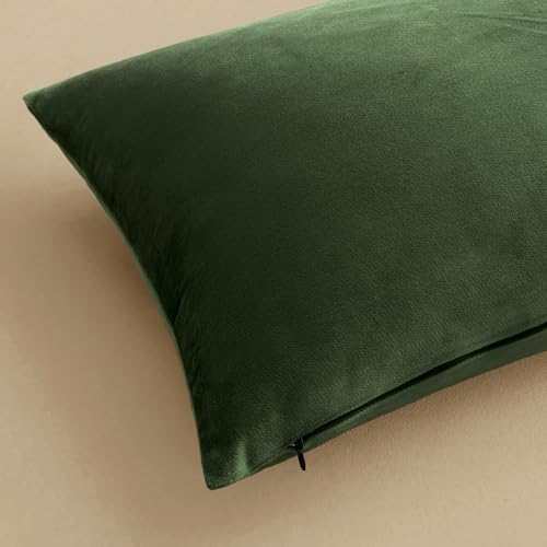 MIULEE Velvet Throw Pillow Covers 20x20 Inch Pack of 2 Moss Green - Image 6