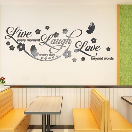 Live Laugh Love Mirror Decal, Inspirational Wall Stencils Peel and Stick Quotes, Decorative Wall Stickers Decor Living Room, Motivational Sayings Words for Bedroom Home Wall Art, Gold - Image 4