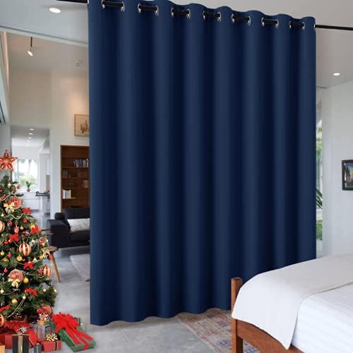 RYB HOME Room Divider Curtains, Triple Weave Heavy Duty Blackout Drapes Soundproof Large Window Treatment for Bedroom Dining Hall Shared Area, W180 x L108 inches, Navy Blue, 1 Panel by RYBHOME