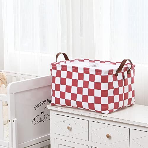 Hinwo 33L Large Canvas Storage Baskets with Lid and Handles - Image 2