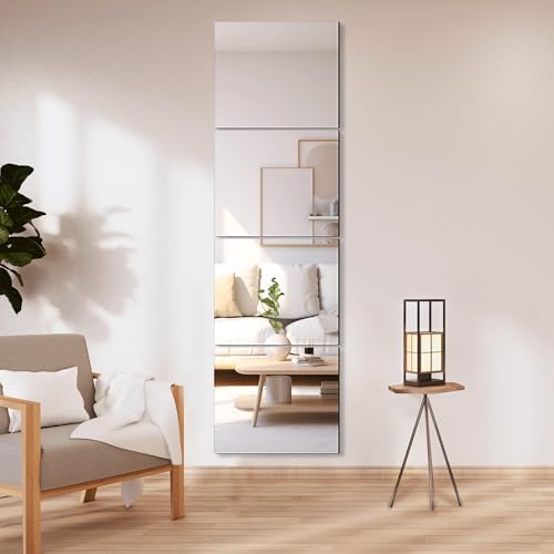 Delma Glass Full Length Wall Mirror Tiles, 14'' x 12'' 4PCS - Image 2