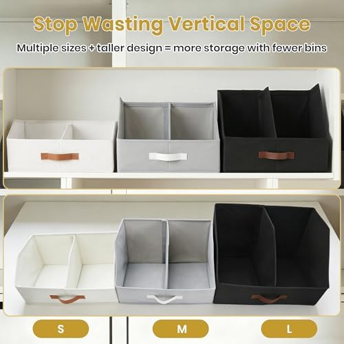 HOMELUX THEORY Closet Organizers Storage, Small Collapsible Bin 3pc, Black - Image 6