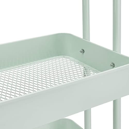 Amazon Basics 3-Tier Metal Rolling Utility Cart, Storage Organizer, Multi-Functional Kitchen Island Cart, Portable Shelving Unit with Caster Wheels, Mint Green - Image 7