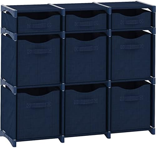 Cube Storage Organizer with Storage Bins Included - The Perfect Closet Organizers and Storage Solution. Includes 9 Storage Cubes, Great For Toy Storage, Closet Storage, Clothes Storage (Navy) by Neaterize