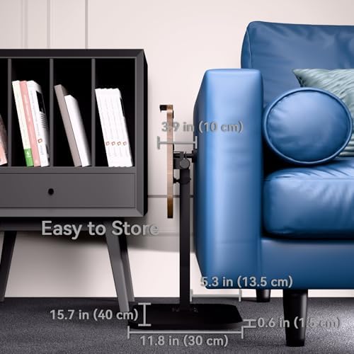 Foldable End Table,17"-31" Adjustable Height,Swivel and Turnable Desktop,TV Tray,Side Table for Small Spaces,Black Walnut (Black Walnut, 15.7" x 11.8") - Image 6