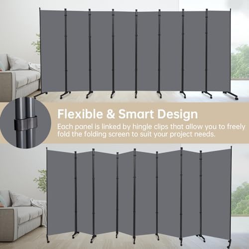 Room Divider Large 8 Panel Privacy Screen,Portable Room Partition on Wheels - Image 5