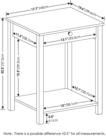 Furinno Classic Side Table with Drawer, 1 Pack, Rustic Oak - Image 3