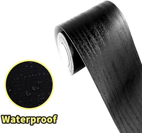 Teemall 10M Black Wood Grain Removable PVC Waterproof Border Wall Decor Removable Self Adhesive Kitchen Bathroom Tiles Sticker Wallpaper 4.2x390 (4inch) - Image 3