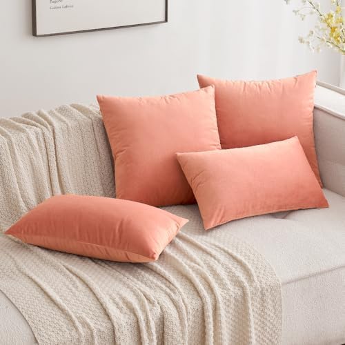 MIULEE Velvet Throw Pillow Covers 18x18 Inch Pack of 2 Coral Red - Image 4