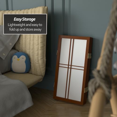 2 ft. Short Desktop Double Cross Shoji Screen - Walnut - 4 Panels - Image 6