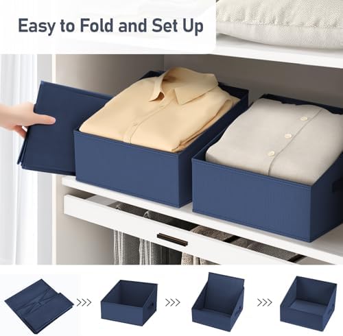 DIMJ Closet Storage Bins 6 Pack - Fabric Trapezoid Closet Organizer Bin, Foldable Storage Baskets for Shelves, Shelf Organizer, Clothing Storage Box for Toys, Books, Towel, Clothes - Image 3