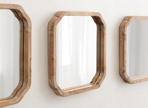Kate and Laurel Marston Modern Wooden Square Wall Mirror Set, Set of 3, 12 x 12, Rustic Brown, Decorative Three-Piece Mirror Set for Use as Bathroom Mirror Decor or Gallery Wall Mirrors - Image 5