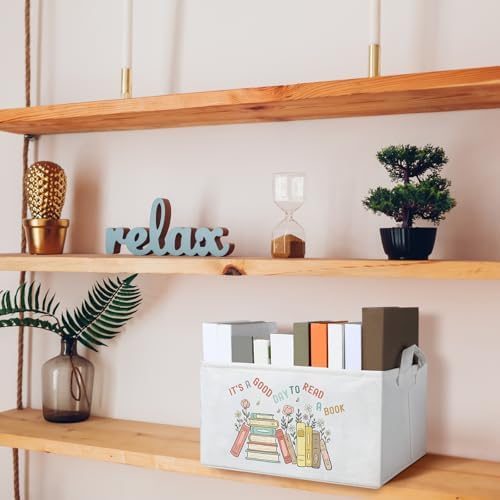 Marsui 1 Pcs Book Storage Basket Its a Good Day to Read a Book, Fresh Color - Image 4