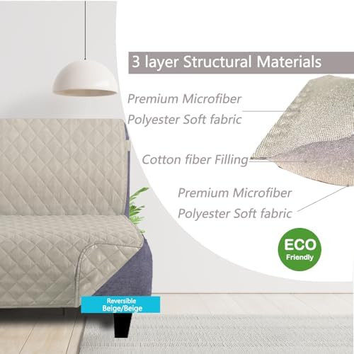 U-NICE HOME Futon Sofa Covers 68''Armless Couch Cover, Beige/Beige - Image 3