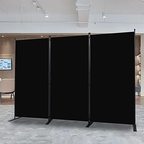 Room Divider, 3 Panel Folding Privacy Screens with Wider Feet, Black by CHOSENM