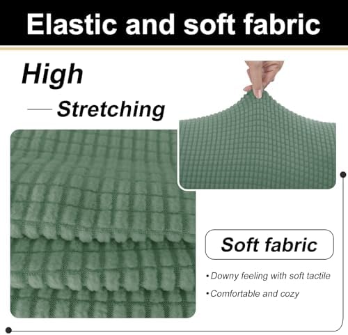 U-NICE HOME 3 Pieces Stretch Loveseat Couch Cover, Olive Green - Image 6