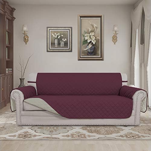 Easy-Going Reversible Couch Cover, 4 Seater Sofa, XX-Large Sofa, Wine/Beige - Image 2