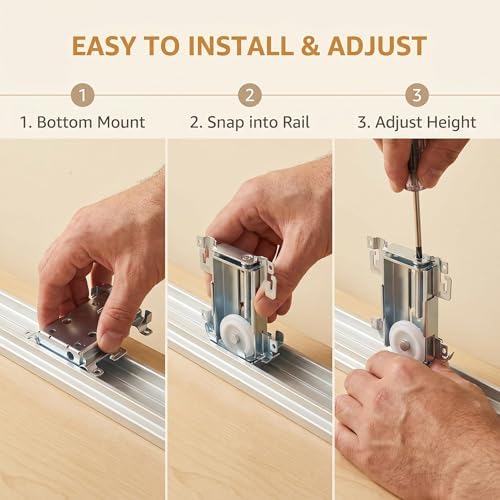 4 Pcs Newly upgraded 1-7/16 Inch Sliding Mirror Closet Door Roller Assembly – Steel-Framed Bottom Roller Replacement with Nylon Flat Wheels for Mirror Wardrobe Doors – Smooth & Quiet Operation - Image 6