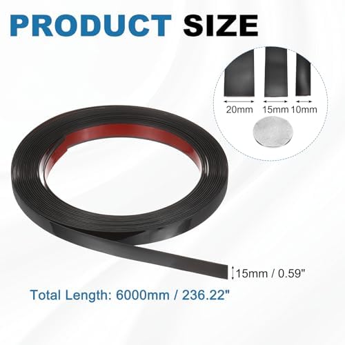 uxcell Black Peel and Stick Molding Trim, 0.6 Inch x 19.7 ft Self-Adhesive Mirror Tape, Flexible PVC Border Strip for Wall Decoration Tile Edge Ceiling Floor Frame Furniture Decoration - Image 2