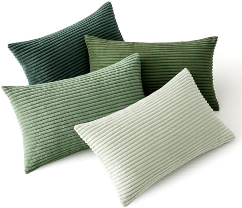 MIULEE Soft Corduroy Decorative Lumbar Pillow Covers Forest Green 12x20 by MIULEE