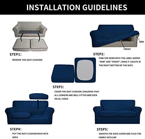 Easy-Going 3 Pieces Stretch Loveseat Couch Cover for 2 Cushion Washable - Image 6